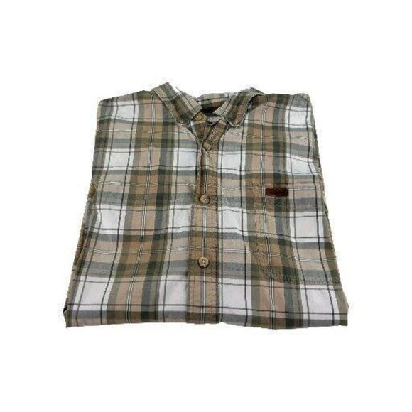 Carhartt Plaid Short Sleeve Button Down Shirts Size XL Mens Relaxed Beige Plaid - Picture 1 of 11